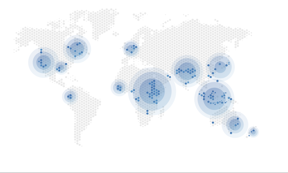 Global network visualization showing IFGF's worldwide presence